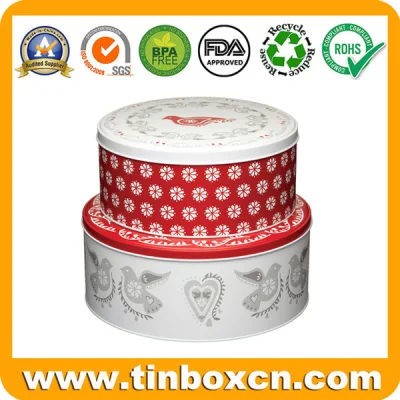 Personalize latas redondas de embalagem de caixa de presente de metal para armazenamento de alimentos