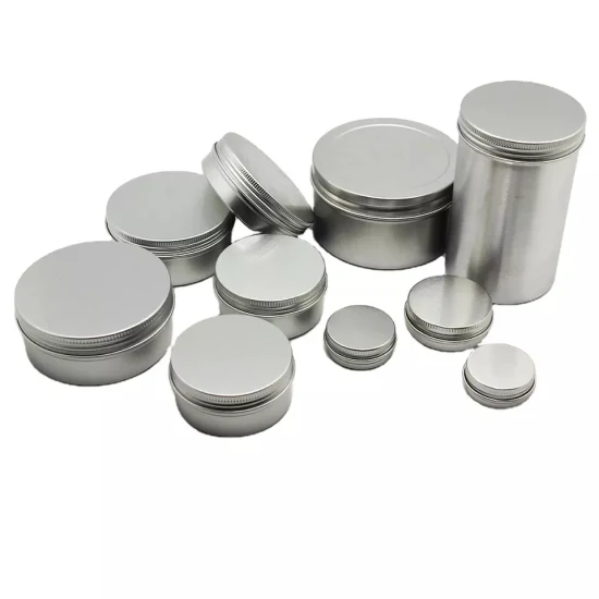 Venda quente vazio bálsamo labial alumínio metal frasco recipiente de tabaco latas para creme corporal velas sabão 10g 30g 60g 100g 250g